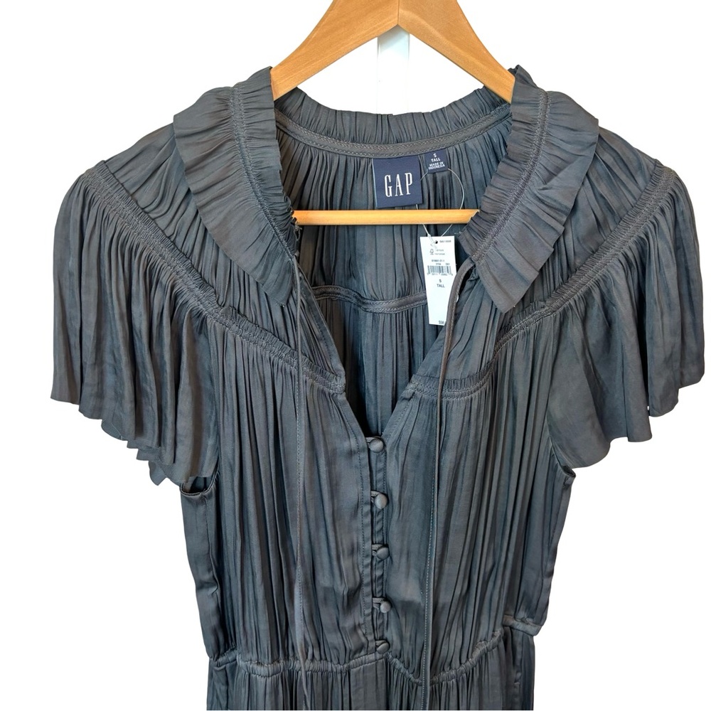 GAP Gray Pleated Maxi Dress